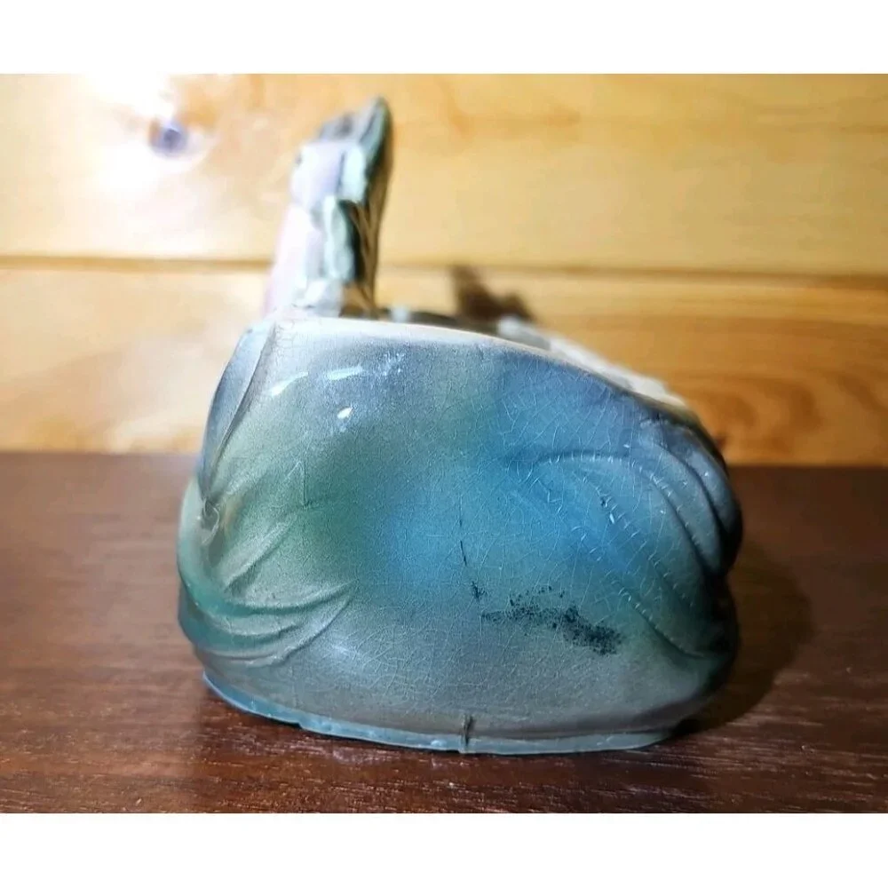 Vintage Brush McCoy Teal Green Planter Pink Antelope Deer Gazelle Pottery 1950s